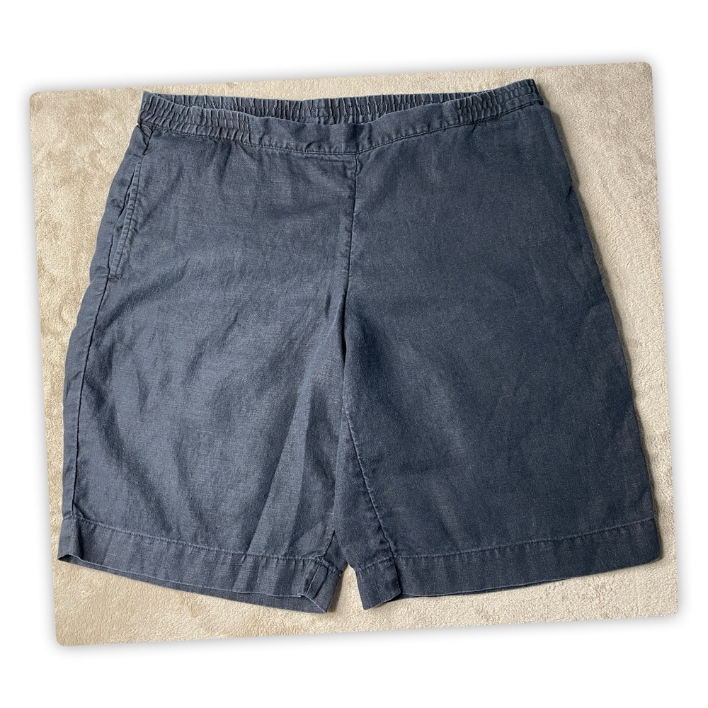J Jill Linen Shorts Womens Small Black Elastic Waist Casual Lightweight